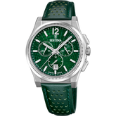 Festina Swiss Rivé Chrono 42 Grünes Leder / Silber Herrenuhr - F20060/3